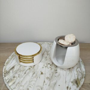 Στρόγγυλος δίσκος με σουβέρ και καυστήρα