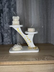 stand κεριών σε σχήμα κλαδί χειροποίητο λευκό