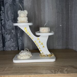 stand κεριών σε σχήμα κλαδί χειροποίητο λευκό